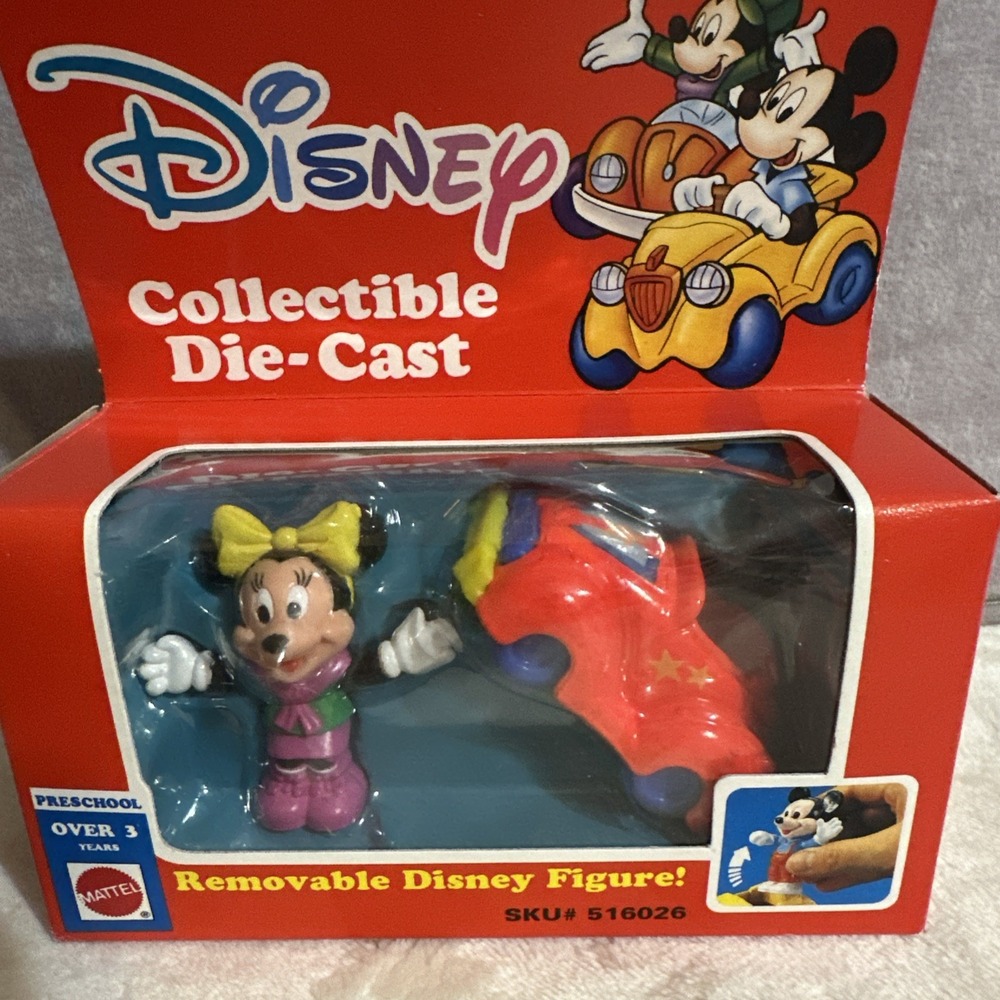 VINTAGE DISNEY MINNIE MOUSE FIGURE WITH DIE CAST CAR IN BOX MATTEL ARCO #6466